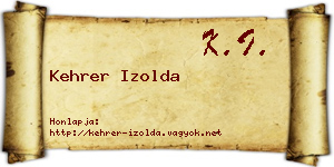 Kehrer Izolda névjegykártya